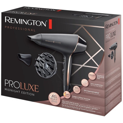 Фен Remington ProLuxe Midnight Edition, 2400Вт, 3 режими, дифузор, іоніз-я, хол. обдув, чорний