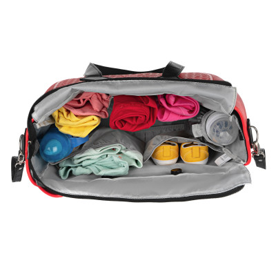 Сумка Nuvita MyMia ручки еко-шкіра, килимок, ремені для коляски, червоно-чорний