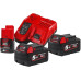 Набір акумулятора та зарядного пристрою Milwaukee NRG-502 12В 1х2А·год Redlithium M12 18В 2х5А·год Redlithium M18 ЗП M12-18FC