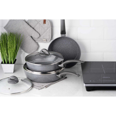 Сковорода глибока з кришкою ARDESTO Gemini Gourmet Apulia, 26см, алюміній, сірий Сковорода глибока з кришкою ARDESTO Gemini Gourmet Apulia, 26см, алюміній, сірий