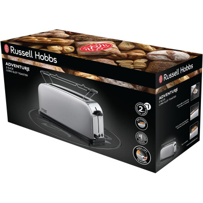 Тостер Russell Hobbs Oxford 1000Вт, довгі слоти, метал, сріблястий