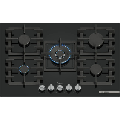 Варильна поверхня Bosch газова на склі, 75см, чавун, чорний