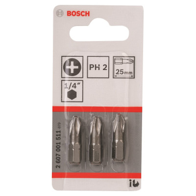 Bosch Біти Extra-Hart PH2, 25мм, 3шт