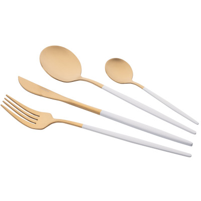 Набір столових приборів ARDESTO Gemini Lecco, 4 прибори, нержавіюча сталь, золотисто-білий Набір столових приборів ARDESTO Gemini Lecco, 4 прибори, нержавіюча сталь, золотисто-білий