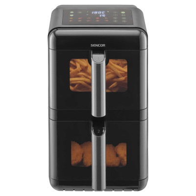 Мультипіч Sencor Dual Vita Fryer, 3000Вт, чаша-5.8+5.8л, сенсорне керув., 2 чаши, з віконцем, гриль, пластик, чорний Мультипіч Sencor Dual Vita Fryer, 3000Вт, чаша-5.8+5.8л, сенсорне керув., 2 чаши, з віконцем, гриль, пластик, чорний