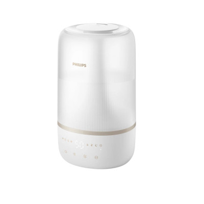 Зволожувач повітря Philips традиційне зволоження Series 1001, 41м2, 3л, 275мл/г, електр. кер-ння, режим сну, нічник, білий Зволожувач повітря Philips традиційне зволоження Series 1001, 41м2, 3л, 275мл/г, електр. кер-ння, режим сну, нічник, білий