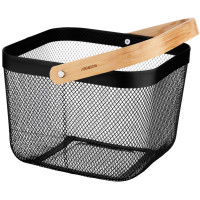 Кошик з ручкою ARDESTO Midori 25х24.5х18см, метал, бамбук, чорний
