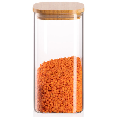 ARDESTO Банка для зберігання Fresh, квадратна, 700 мл, скло, бамбук ARDESTO Банка для зберігання Fresh, квадратна, 700 мл, скло, бамбук
