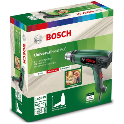 Фен будівельний Bosch UniversalHeat 600 1800Вт 50/300/600°C 200/350/500л/хв 0.53кг Фен будівельний Bosch UniversalHeat 600 1800Вт 50/300/600°C 200/350/500л/хв 0.53кг