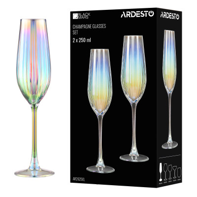 Набір келихів для шампанського ARDESTO Black Mars Zenith 250мл, 2шт, скло, прозорий