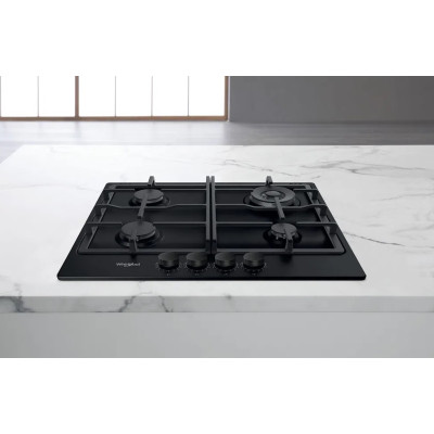Варильна поверхня Whirlpool газова, 60см, чавун, конфорка з подвійним рядом полум'я, чорний Варильна поверхня Whirlpool газова, 60см, чавун, конфорка з подвійним рядом полум'я, чорний