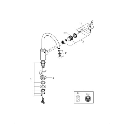 Смеситель кухонный Grohe Eurosmart Cosmopolitan, дл.вылива - 224мм, поворотный, однорычий, супер сталь Смеситель кухонный Grohe Eurosmart Cosmopolitan, дл.вылива - 224мм, поворотный, однорычий, супер сталь
