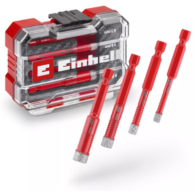 Свердло по кахелю та склу трубчате Einhell 5/6/8/10мм XS-Case набір 4шт 0.12кг