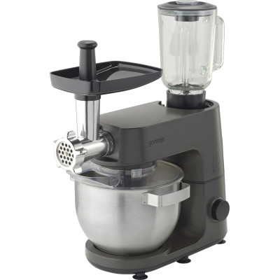 Кухонна машина Gorenje 1000Вт, чаша-метал, корпус-метал, насадок-7, сріблясто-чорний