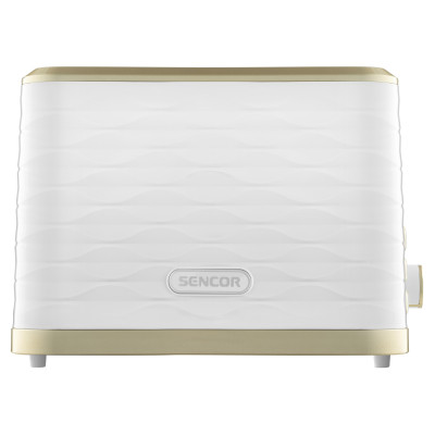 Тостер Sencor 930Вт, підігрів, розморожування, підсвічування, пластик, біло-золотий