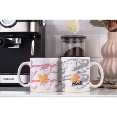 ARDESTO Чашка Hello, 330мл, кераміка, біло-сірий