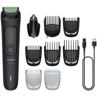 Тример Philips All-in-One Trimmer 3000 Series, для обличчя, голови, тіла, акум., насадок-9, сталь, чорний Тример Philips All-in-One Trimmer 3000 Series, для обличчя, голови, тіла, акум., насадок-9, сталь, чорний