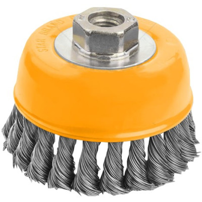 Щітка чашкова Tolsen Профі, торцева, переплетений дріт 0.5мм, 75мм, різьблення M14