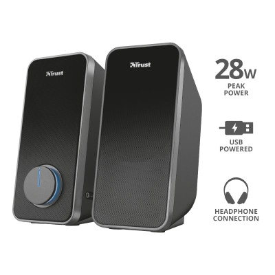 Акустическая система Trust Arys 2.0, 14 Вт, USB/AUX, черный Акустическая система Trust Arys 2.0, 14 Вт, USB/AUX, черный