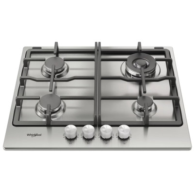 Варильна поверхня Whirlpool газова, 60см, чавун, конфорка з подвійним рядом полум'я, нерж Варильна поверхня Whirlpool газова, 60см, чавун, конфорка з подвійним рядом полум'я, нерж