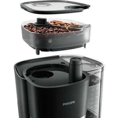 Philips Кофеварка капельная All-in-1 Brew, 1.25л, зерно+молотый, дисплей, подогрев кофейника, кофемолка, черный