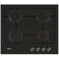 Варильна поверхня Whirlpool газова на склі, 60см, чавун, турбо-конфорка, чорний
