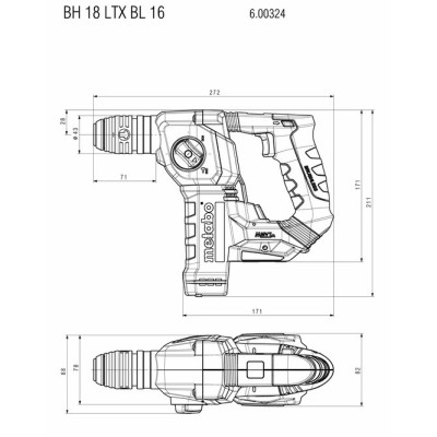 Metabo Перфоратор BH 18 LTX BL 16 акумуляторний, 18В, SDS-plus, 1.3Дж, 2 режими, 0-730об/хв, 1.6кг, без АКБ та ЗП