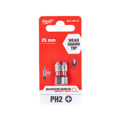 Біти Milwaukee Shockwave, PH2х25мм, набір 2шт