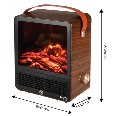 Камін електричний, декоративний Neo Tools, 850/1500Вт, 15–20м2, регулятор, 25х14.4х30.4см, дерево