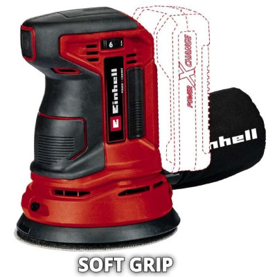 Шліфмашина ексцентрикова акумуляторна Einhell TE-RS 18 LI - Solo 18В 125мм 14000-22000кол/хв 1.2кг без АКБ та ЗП
