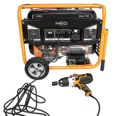Neo Tools Генератор бензиновий 04-731, 6.0/6.5кВт, 1х12В та 2х230В (16А) та 1x230В(32А), бак 25л, 313г/кВтГ, 85 кг
