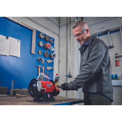 Einhell Точильно-шліфувальний верстат TC-BG 150 B, 350Вт, 2980об/хв, диск і щітка для зачищення, 7.9кг