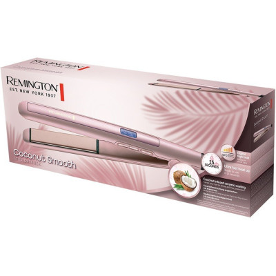 Випрямляч Remington Coconut Smooth, 47Вт, темп.режимів-9, 150-230С, дисплей, кераміка, рожевий Випрямляч Remington Coconut Smooth, 47Вт, темп.режимів-9, 150-230С, дисплей, кераміка, рожевий