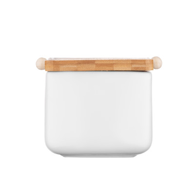 Цукорниця ARDESTO Midori 12х12х11см, 840мл, кераміка, бамбук, біла