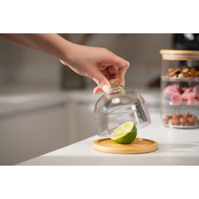 Блюдо с крышкой Ardesto, 12см, бамбук, стекло, прозрачный (AR2612BD)