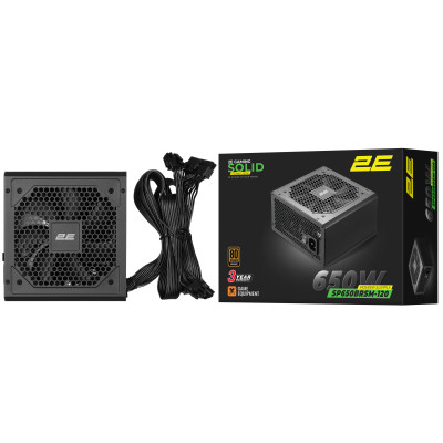 Блок живлення 2E GAMING Solid Power (650W), >85%, 80+ Bronze, 120мм, 1xMB 24pin(20+4), 2xCPU 8pin(4+4), 3xMolex, 6xSATA, 4xPCIe 8pin(6+2), Semi Modular