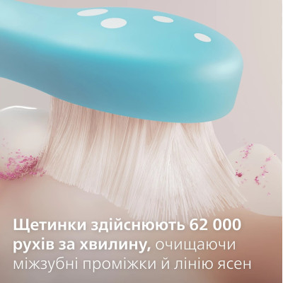 Щітка зубна електр. Philips, Sonicare For Kids, 62т. колив/хв, насадок-2, світло-зелений