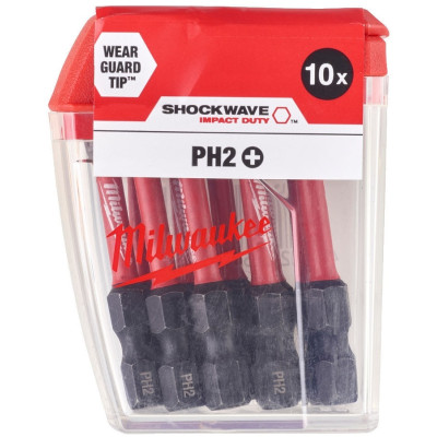 Біти Milwaukee Shockwave PH2х50мм, набір 10шт Біти Milwaukee Shockwave PH2х50мм, набір 10шт