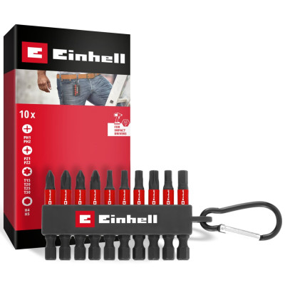 Біти Einhell 50мм бітотримач з карабіном, PH, PZ, T, H набір 10шт