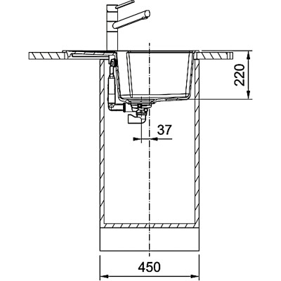 Мийка кухонна Franke Urban, фраграніт, прямокутник, з крилом, 620х500х220мм, чаша - 1, врізна, оборотна, UBG 611-62, чорний матовий