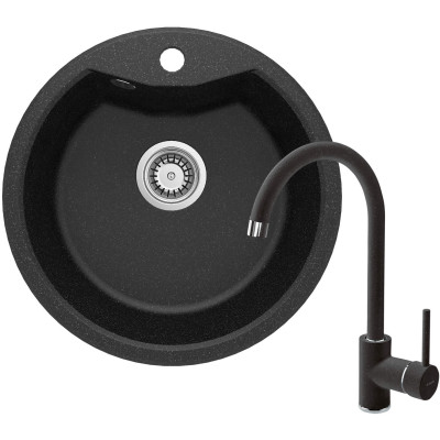 Набір для кухні Deante Solis, гранітна мийка ZRS_2803 + зміш. BEN_262M, графіт-хром