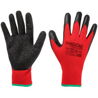 Рукавички робочі Neo Tools поліестер з латексним покриттям, р.8, червоно-чорний 12шт Рукавички робочі Neo Tools поліестер з латексним покриттям, р.8, червоно-чорний 12шт