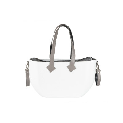 Сумка Nuvita MyMia ручки шкіра, ремені для коляски, біло-сірий