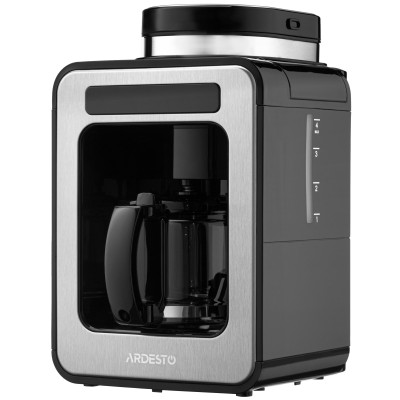 Кавоварка ARDESTO Steel Collection крапельна 0.5л, зерно + мелена, дисплей, сріблясто-чорний Кавоварка ARDESTO Steel Collection крапельна 0.5л, зерно + мелена, дисплей, сріблясто-чорний