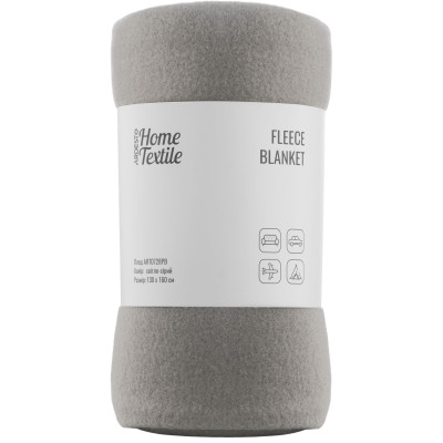 Плед ARDESTO Fleece 130x160см, 100% поліестер, сірий світлий