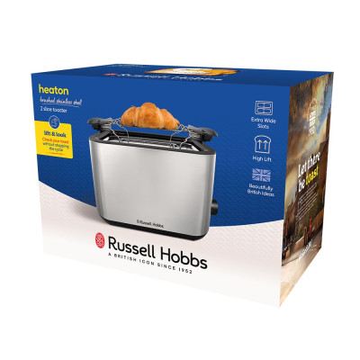 Тостер Russell Hobbs Heaton, нержав., підігрів,разморозка, чорний+нерж