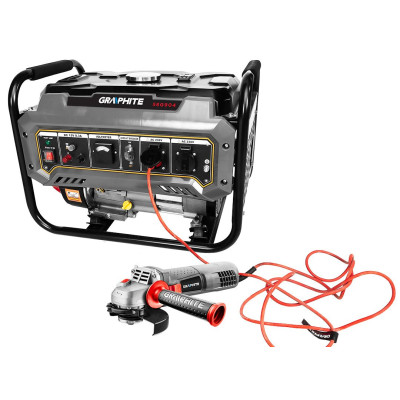 Graphite Генератор бензиновий 58G904, 2.0/2.2кВт, 1х12В та 2х230В (16А), бак 15л, 360г/кВтГ, 40 кг