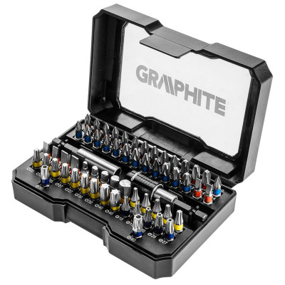 Graphite Біти, набір 60шт, магнітні подовжувачі 2шт, SL,PH,PZ,H,TX,TT, 25мм, кейс