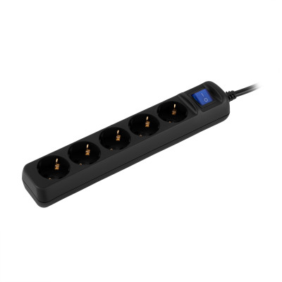 Удлинитель сетевой 2E 5хТип F, 3х1.5мм кв, 16A, 10м, черный 2E-U05ES15M10BK