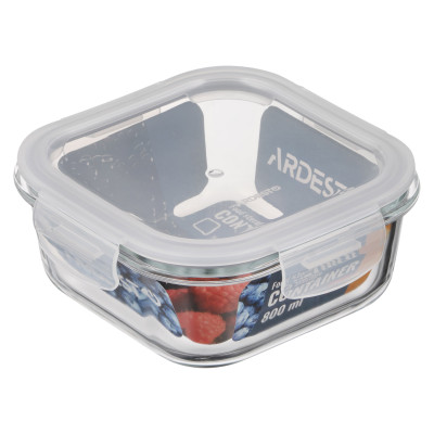 Контейнер для хранения пищевых продуктов Ardesto Gemini 0.8л, боросиликатное стекло, пластик, квадратный, прозрачный